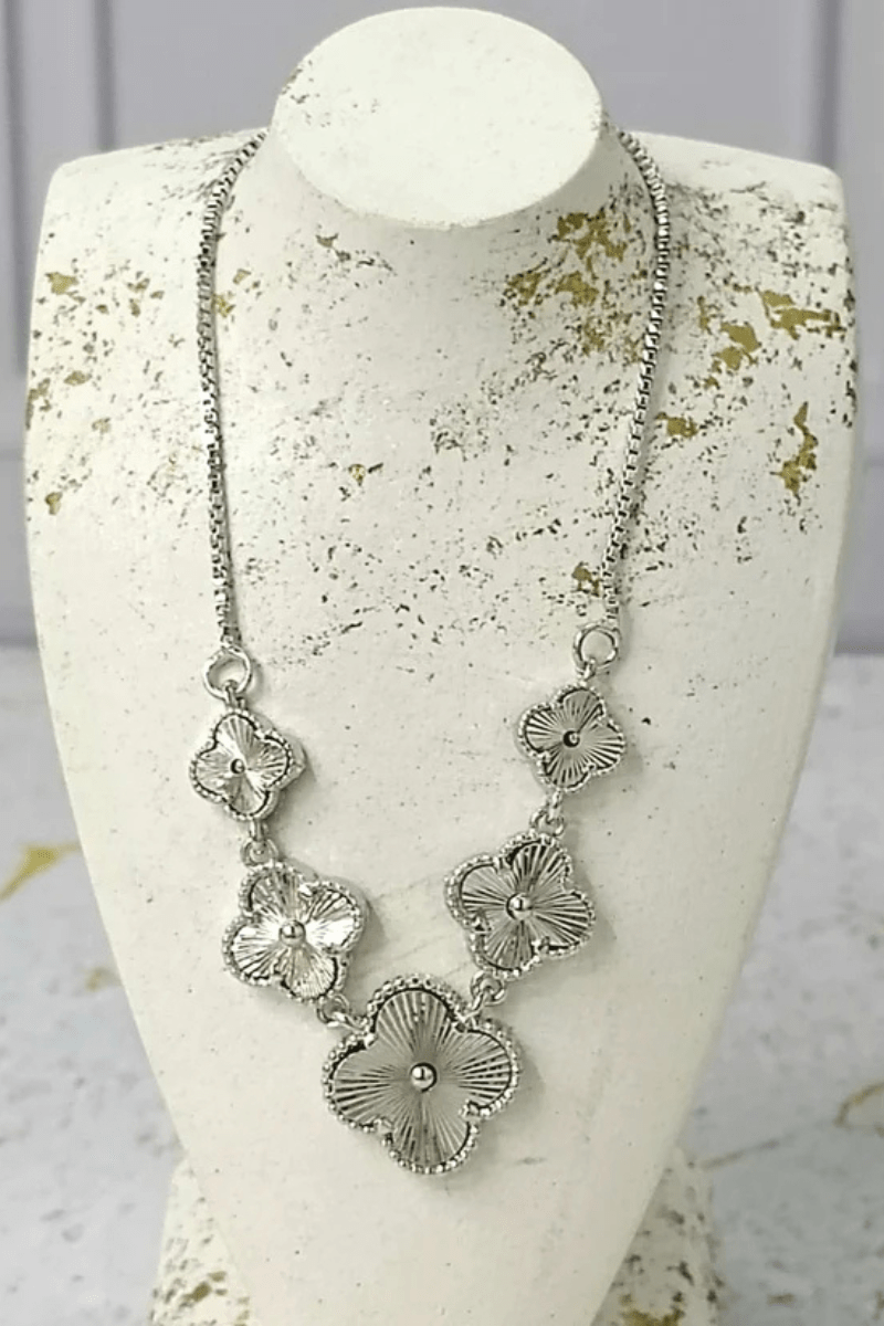 Silver Clover Inspired 18K Gold Plated Necklace