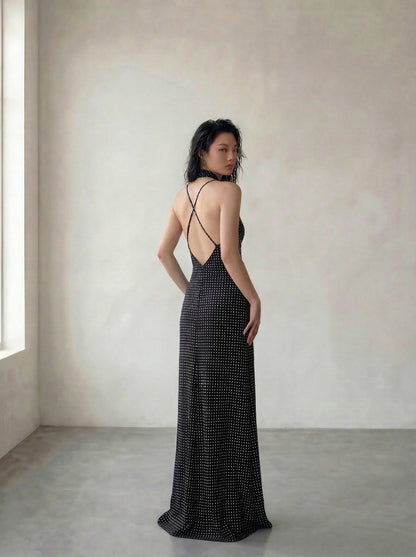 Silk Bias Slip Gown – Polka Dot Maxi Dress