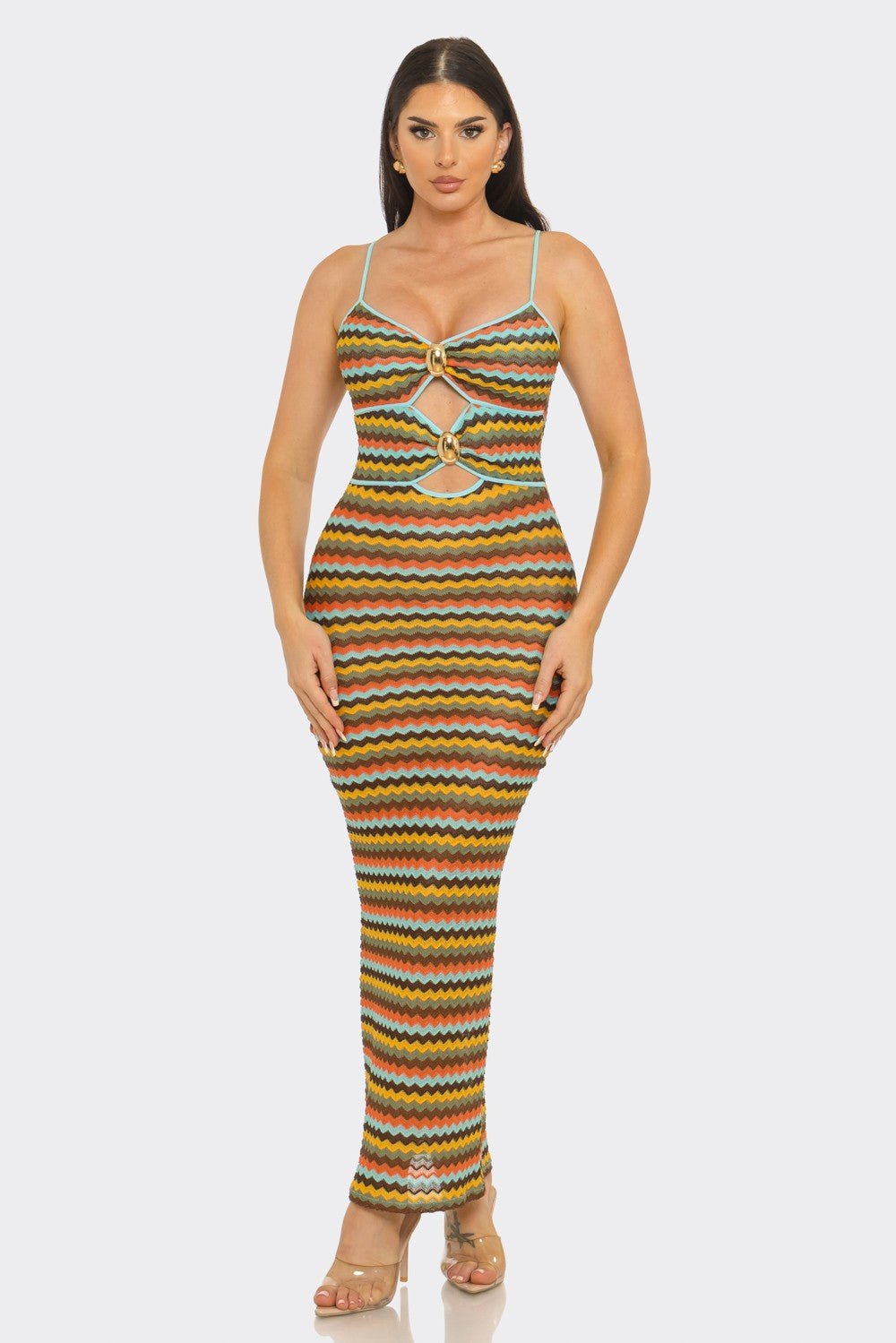 Sunset Riviera Crochet Cutout Maxi - Vacation Dress