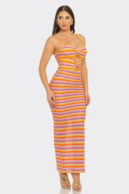 Sunset Riviera Crochet Cutout Maxi - Vacation Dress