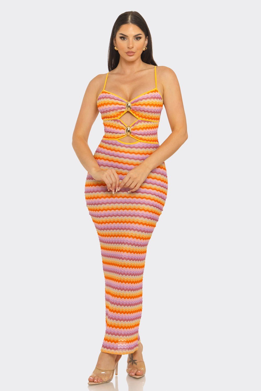 Sunset Riviera Crochet Cutout Maxi - Vacation Dress