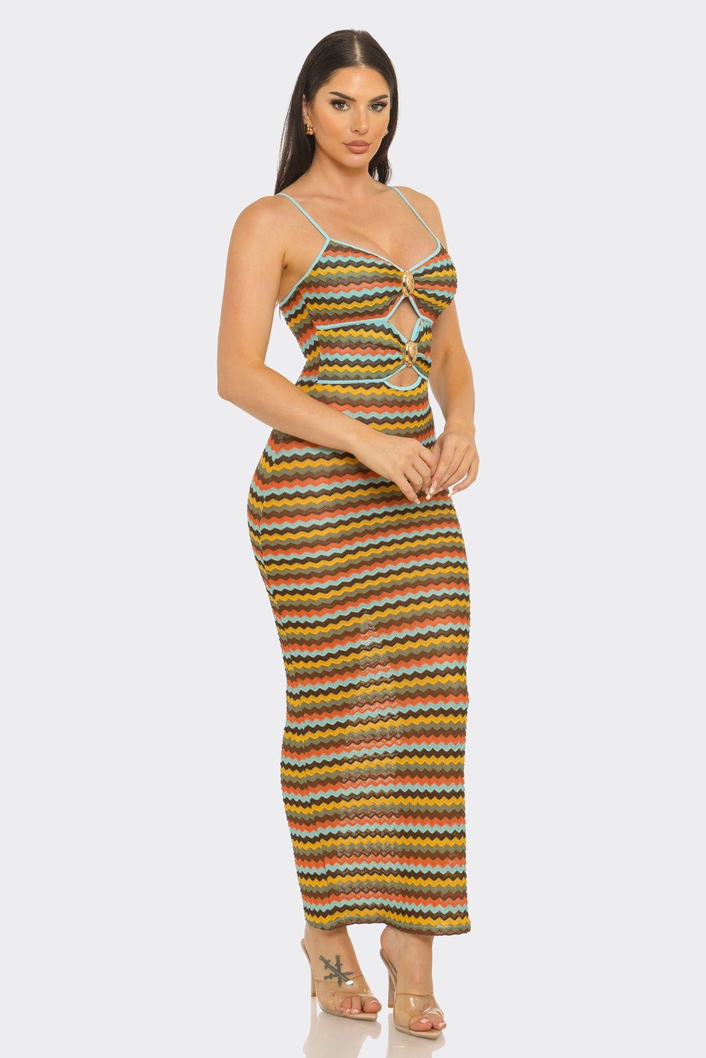 Sunset Riviera Crochet Cutout Maxi - Vacation Dress