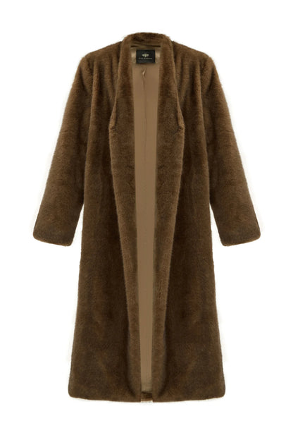 Sylvie Iconic Statement Fiber Coat in Walnut