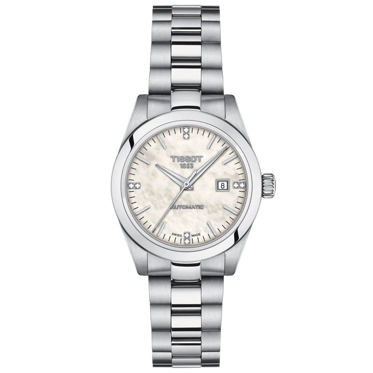 Stainless Steel Automatic Watch, White Dial