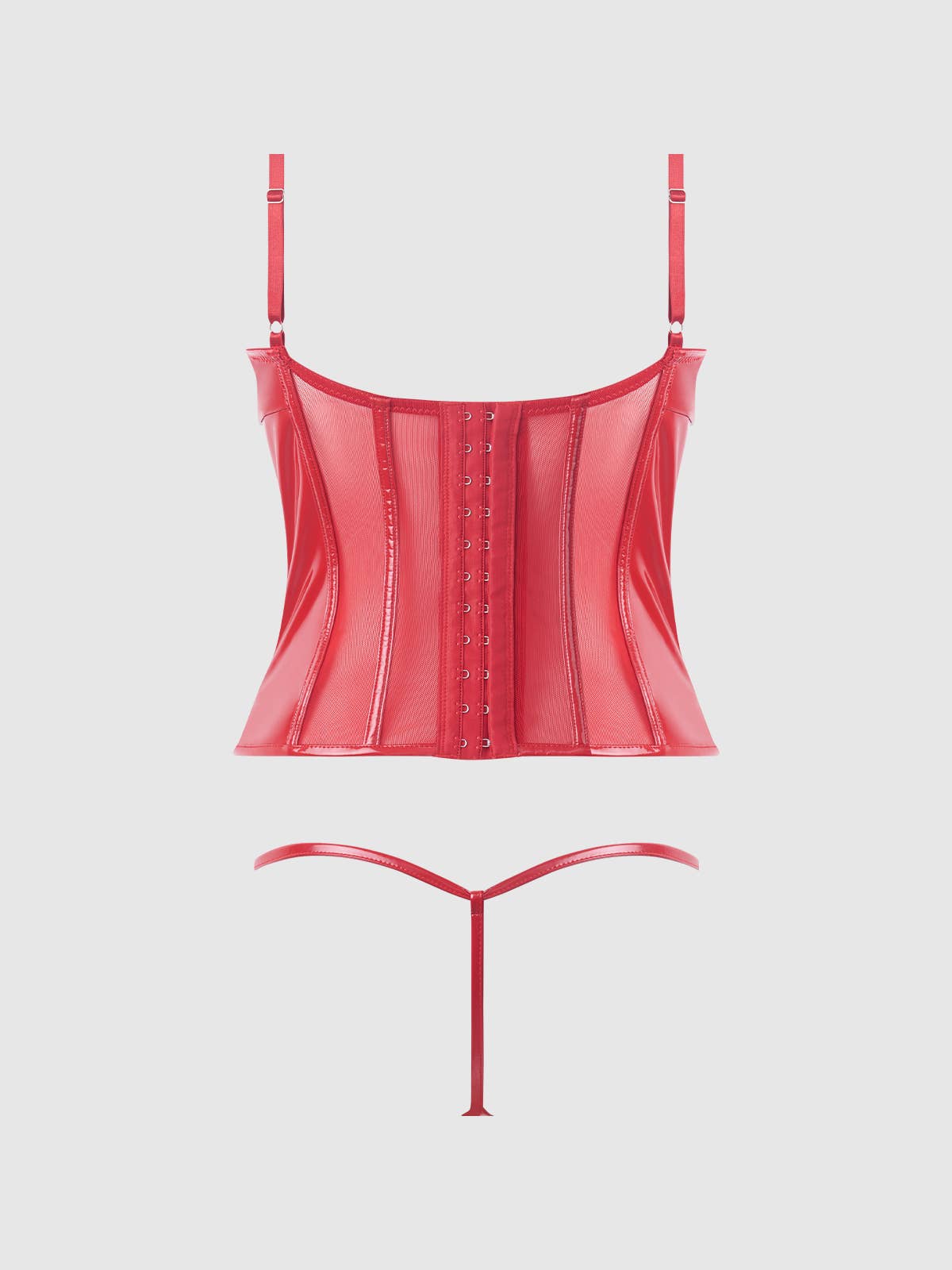 TRIXIE PATENT LEATHER  LACE UP BUSTIER & G-STRING SET