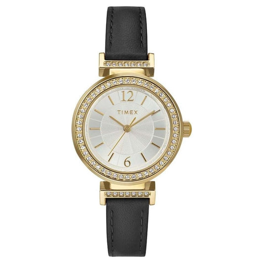 Timex Classic Silver Dial Black Leather Watch