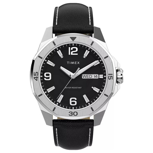 Timex Classic Black Dial Leather Strap Watch