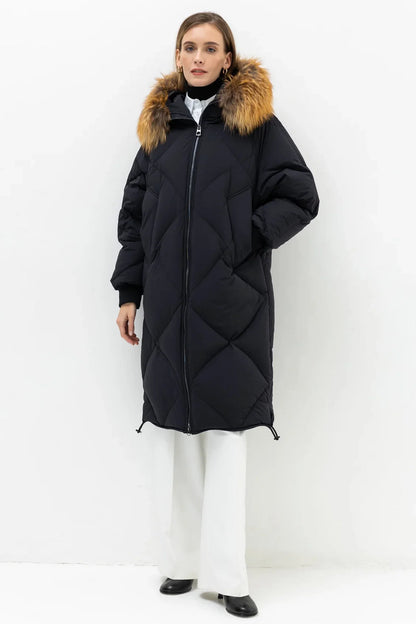Vivienne Genuine Red Fox Trim Down Insulated Coat