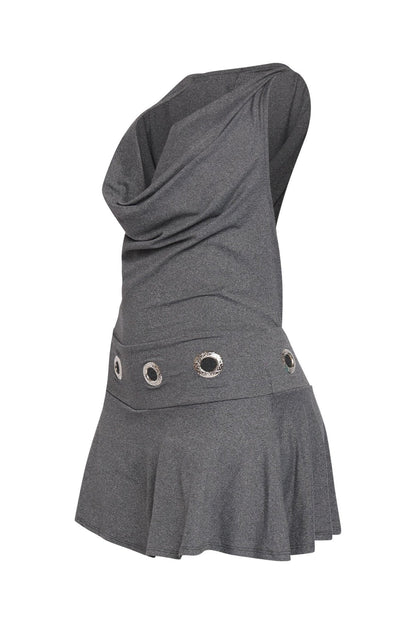 Urban Edge Hooded Open Back Mini Dress Built In Shorts