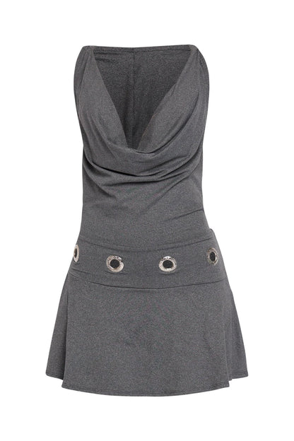 Urban Edge Hooded Open Back Mini Dress Built In Shorts