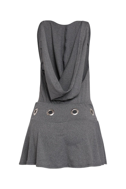 Urban Edge Hooded Open Back Mini Dress Built In Shorts