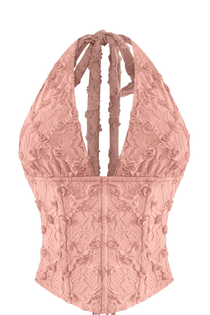 Valentina Luxury 3D Floral Lace Halter Top