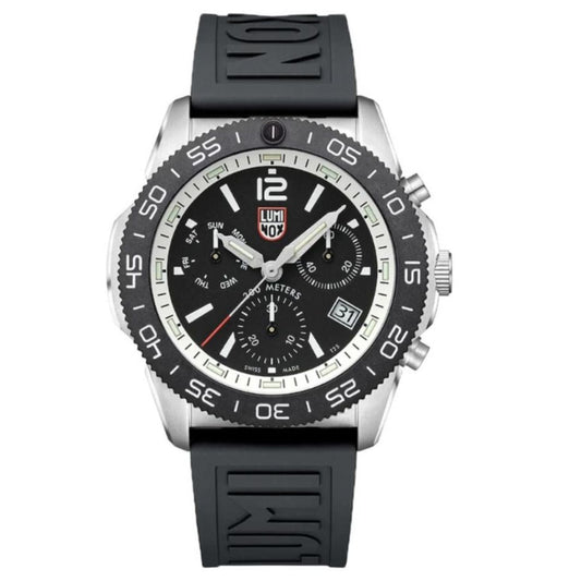 Stainless Steel Rubber Strap Black Dial Men's Watch